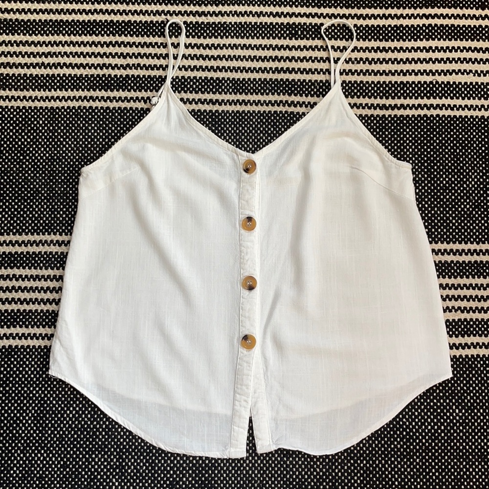 “Hayden” White Button Down Tank [Size Medium]